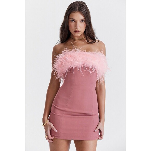 HOUSE OF CB 'Alexa' Warm Pink Mini Dress Size Small New w/tag $255 - Picture 1 of 5